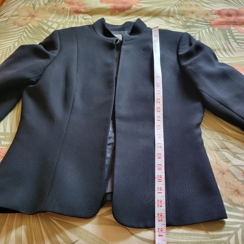 Tahari Arthur S Levine Black Jacket Blazer Open Front Mock Collar 10 - Picture 11 of 16